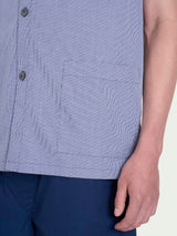 Pigiama corto aperto in navetta di cotone Blu Uomo - Ragno