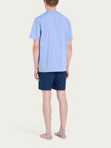 Pigiama corto aperto in navetta di cotone Blu Uomo - Ragno