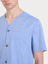 Pigiama corto aperto in navetta di cotone Blu Uomo - Ragno