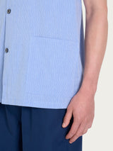 Pigiama corto aperto in navetta di cotone Blu Uomo - Ragno