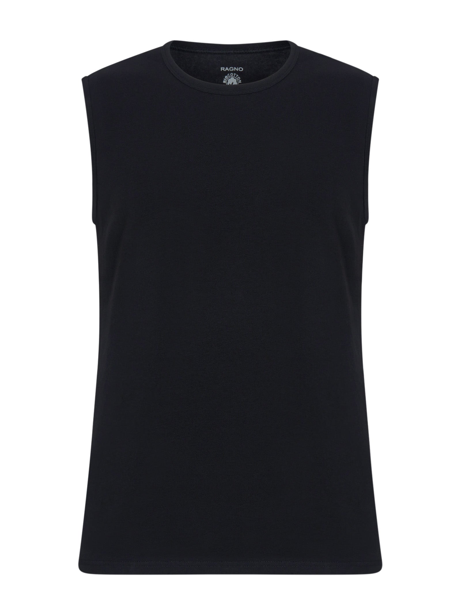 T-shirt smanicata da donna di colore nero vissuto con ricami frontali T-shirt smanicata da donna di colore nero vissuto con ricami frontali