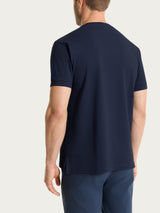 Maglietta girocollo in Cotton Piquet Stretch Blu Uomo - Ragno