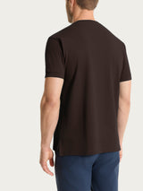 Maglietta girocollo in Cotton Piquet Stretch Marroni Uomo - Ragno