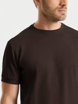 Maglietta girocollo in Cotton Piquet Stretch Marroni Uomo - Ragno