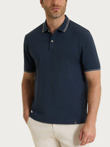 Hombres Azul Eco cotton Piquet Stretch Polo - Ragno