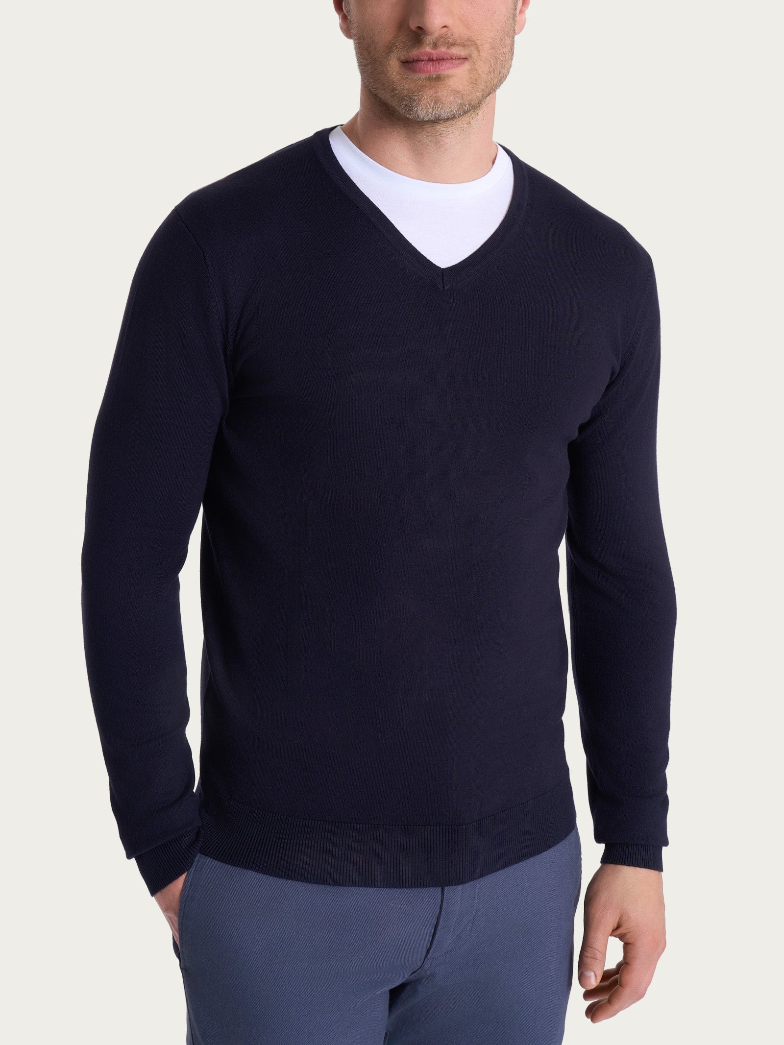 Four Seasons V-neck pullover Bleu – Ragno - Main Image