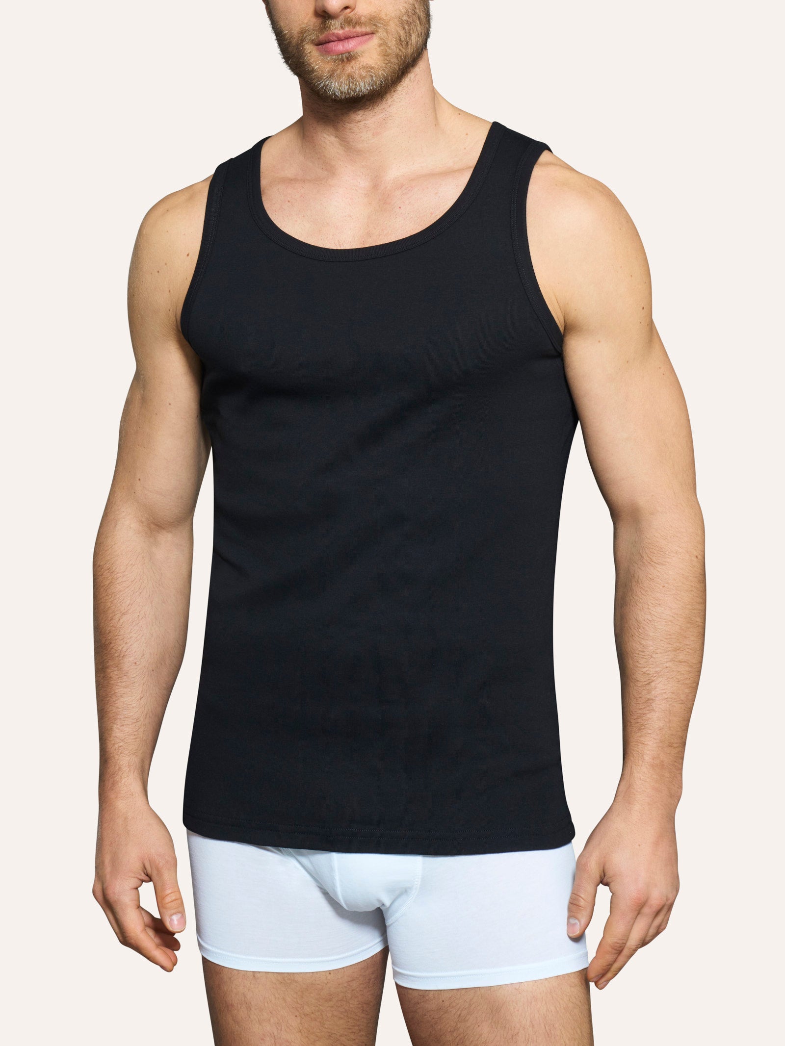 Thermo Cotton - Canottiera a spalla larga in caldo cotone  Neri Uomo - Ragno