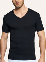 Thermo Cotton - Maglietta scollo V a manica corta in caldo cotone Blu Uomo - Ragno