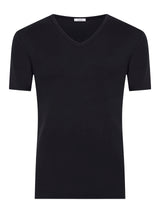 Thermo Cotton - Maglietta scollo V a manica corta in caldo cotone Neri Uomo - Ragno