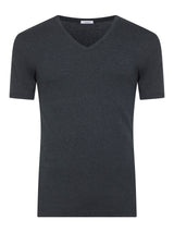 Thermo Cotton - Maglietta scollo V a manica corta in caldo cotone Neri Uomo - Ragno