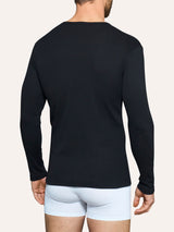 Thermo Cotton - Maglietta girocollo a manica lunga in caldo cotone Blu Uomo - Ragno
