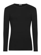 Thermo Cotton - Maglietta girocollo a manica lunga in caldo cotone Neri Uomo - Ragno