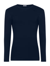 Thermo Cotton - Maglietta girocollo a manica lunga in caldo cotone Blu Uomo - Ragno