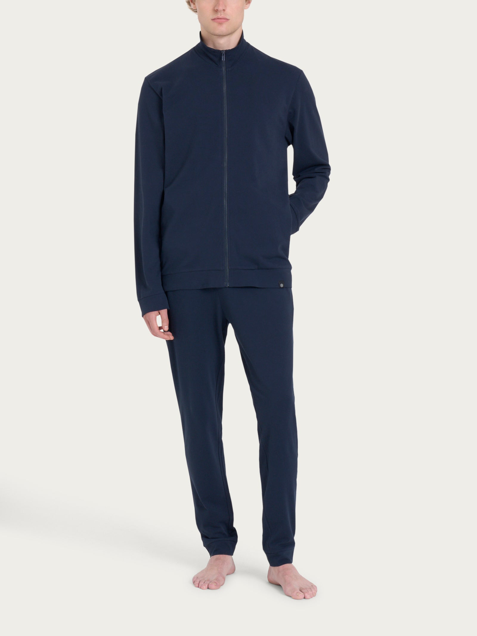 Pigiama a tuta in Eco Cotton Piquet Stretch Blu Uomo - Ragno