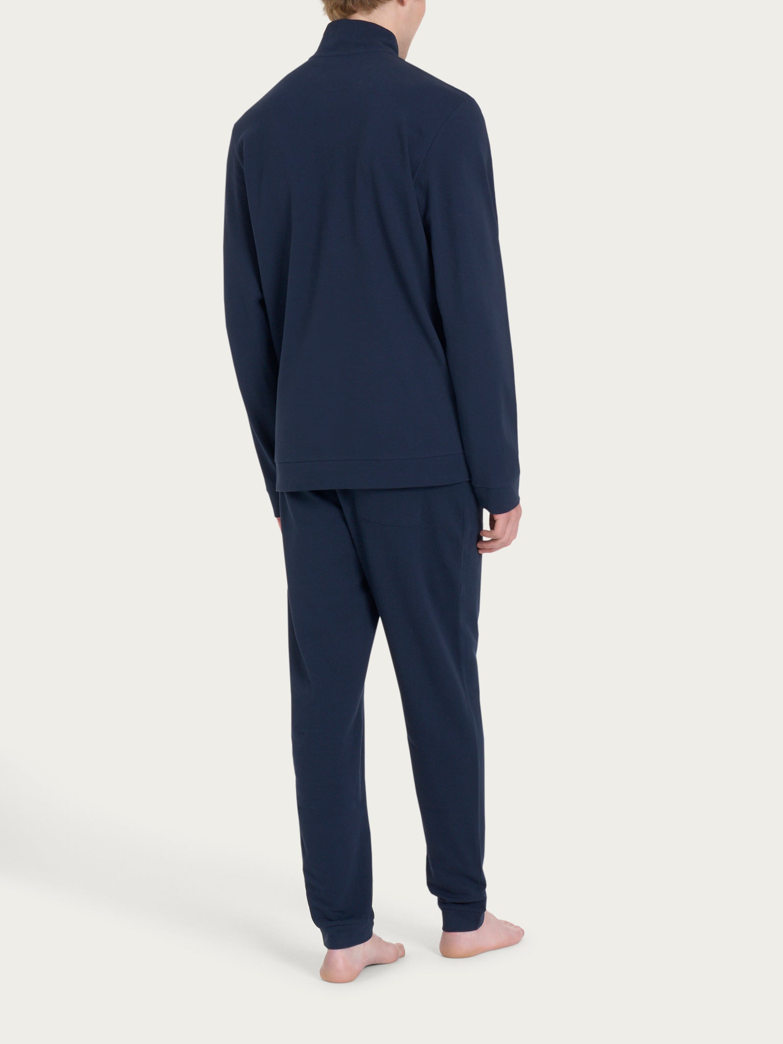 Pigiama a tuta in Eco Cotton Piquet Stretch Blu Uomo - Ragno