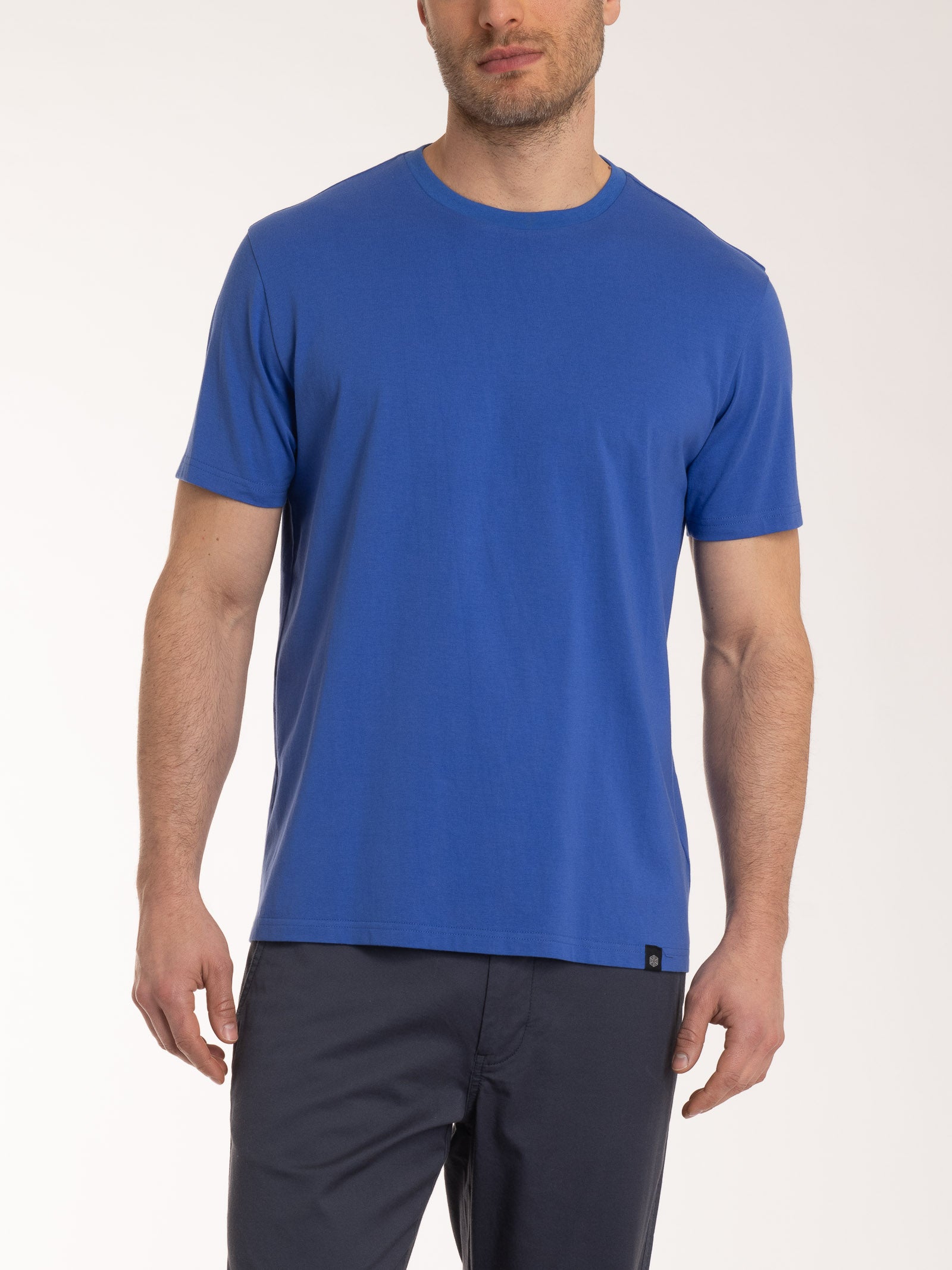T-shirt girocollo in jersey di cotone Blu Uomo - Ragno