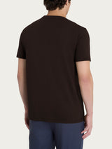 T-shirt girocollo in jersey di cotone Marroni Uomo - Ragno