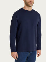 Maglietta a manica lunga in Heavy Duty Jersey Blu Uomo - Ragno