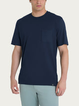 T-shirt girocollo con taschino in jersey di cotone Blu Uomo - Ragno