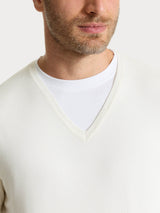 Pull scollo a V a manica lunga in Summertime Bianchi Uomo - Ragno