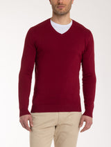 Pull scollo a V a manica lunga in Summertime Rossi Uomo - Ragno