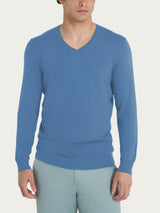 Pull scollo a V a manica lunga in Summertime Blu Uomo - Ragno