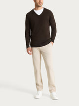 Pull scollo a V a manica lunga in Summertime Marroni Uomo - Ragno