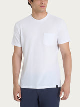 T-shirt girocollo con taschino in slub jersey di cotone Bianchi Uomo - Ragno