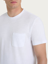 T-shirt girocollo con taschino in slub jersey di cotone Bianchi Uomo - Ragno