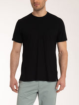 T-shirt girocollo con taschino in slub jersey di cotone Neri Uomo - Ragno