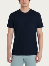 T-shirt girocollo in jersey di cotone Blu Uomo - Ragno