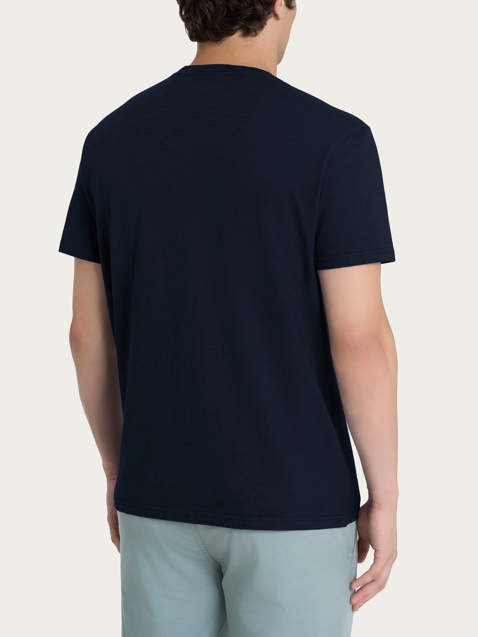 T-shirt girocollo in jersey di cotone Blu Uomo - Ragno