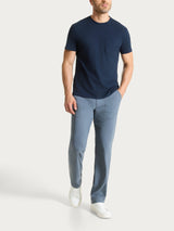 T-shirt girocollo con taschino in slub jersey di cotone Blu Uomo - Ragno