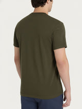 T-shirt girocollo con taschino in slub jersey di cotone Verdi Uomo - Ragno