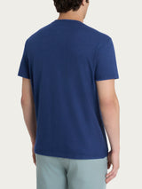 T-shirt girocollo con taschino in slub jersey di cotone Blu Uomo - Ragno