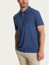 Polo tinta unita in Slub Jersey di Cotone Blu Uomo - Ragno