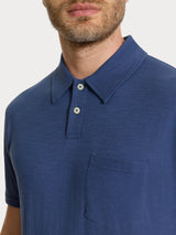 Polo tinta unita in Slub Jersey di Cotone Blu Uomo - Ragno