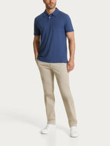 Polo tinta unita in Slub Jersey di Cotone Blu Uomo - Ragno