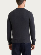 Pull con scollo a V in maglia unita in Merino Soft Neri Uomo - Ragno