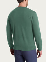 Pull con scollo a V in maglia unita in Merino Soft Verdi Uomo - Ragno