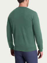 Pull con scollo a V in maglia unita in Merino Soft Verdi Uomo - Ragno