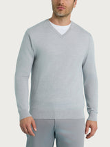 Pull con scollo a V in maglia unita in Merino Soft Neri Uomo - Ragno