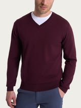 Pull con scollo a V in maglia unita in Merino Soft Viola Uomo - Ragno
