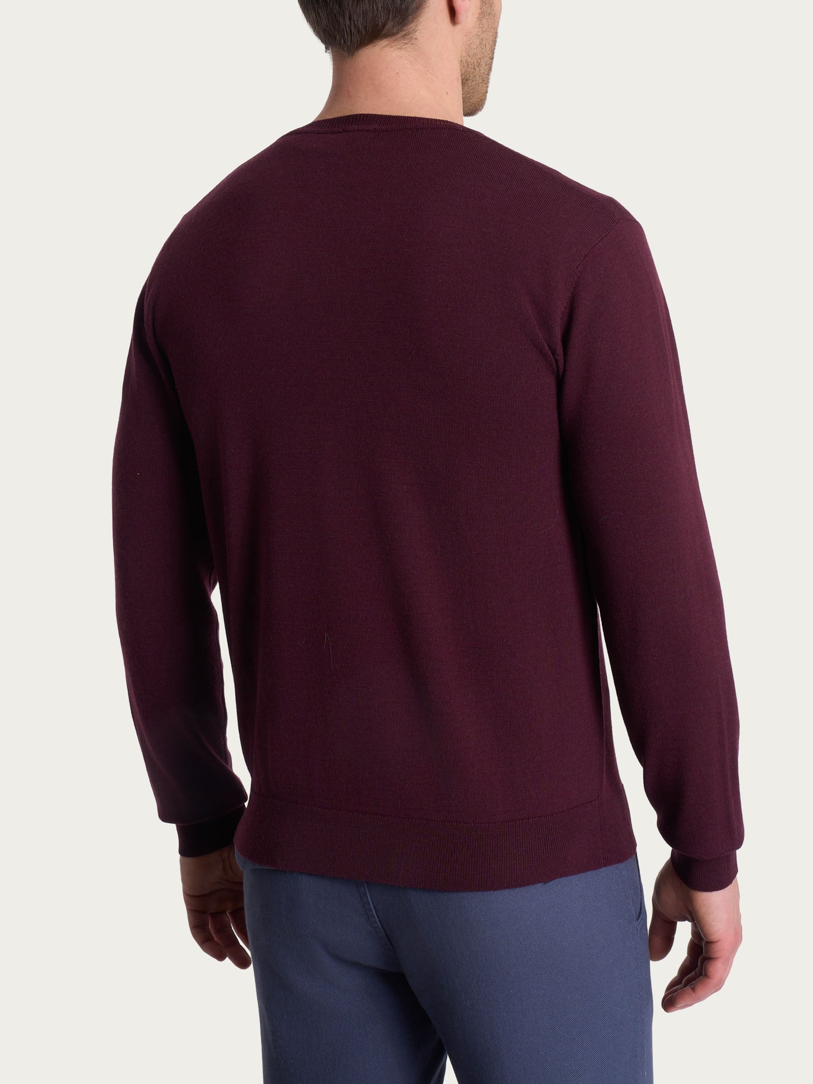 Pull con scollo a V in maglia unita in Merino Soft Viola Uomo - Ragno