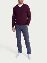 Pull con scollo a V in maglia unita in Merino Soft Viola Uomo - Ragno