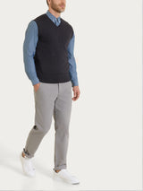 Pull smanicato con scollo a V in maglia unita in Merino Soft Neri Uomo - Ragno
