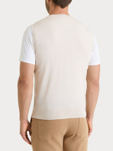 Pull smanicato con scollo a V in maglia unita in Merino Soft Bianchi Uomo - Ragno