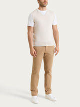 Pull smanicato con scollo a V in maglia unita in Merino Soft Bianchi Uomo - Ragno