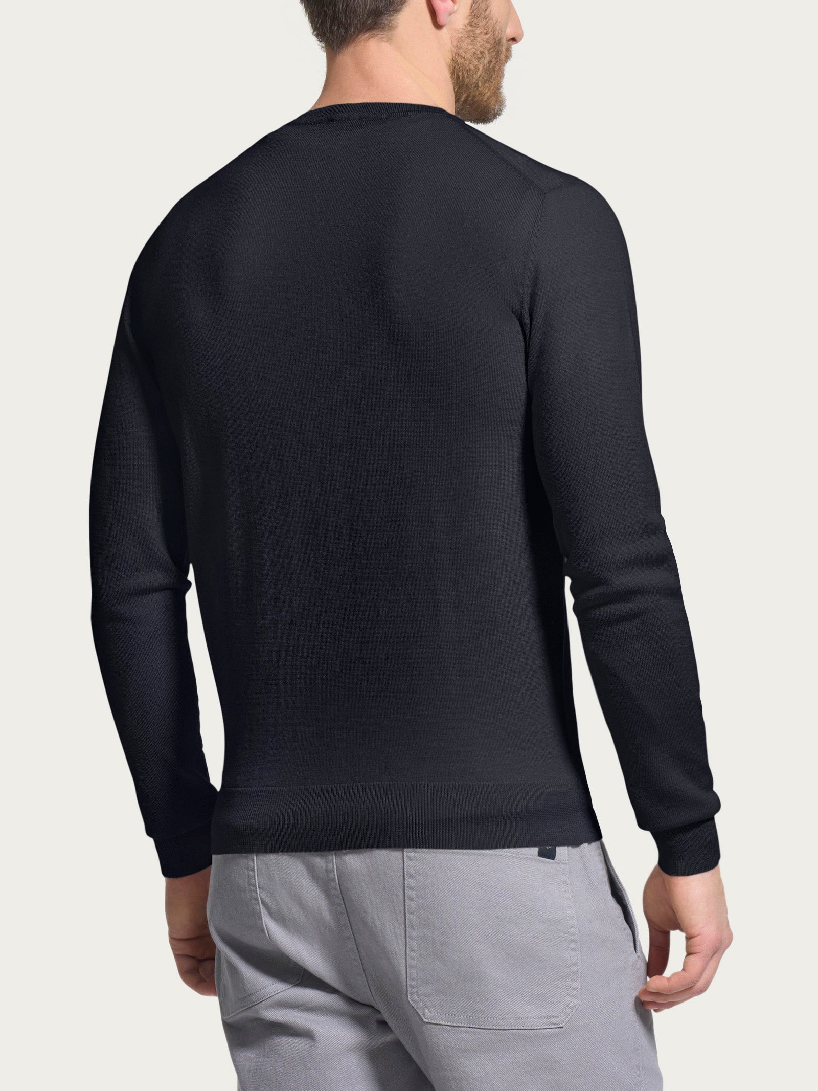 Pull girocollo a maglia unita in Merino Soft Neri Uomo - Ragno