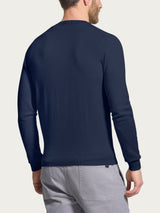 Pull girocollo a maglia unita in Merino Soft Blu Uomo - Ragno